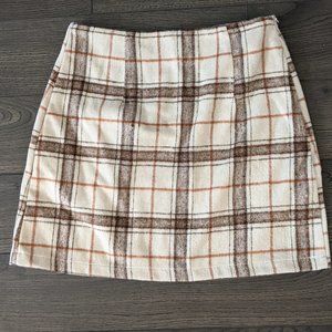 Cream Plaid Skirt
